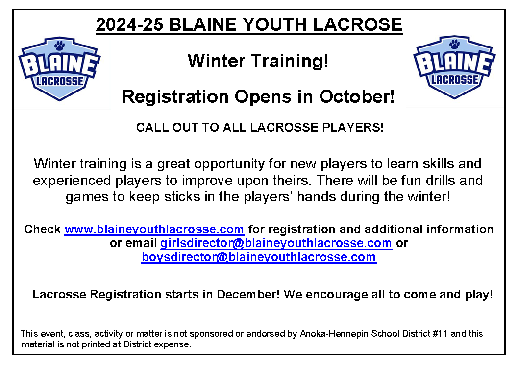 Blaine Youth Lacrosse Association pg 2